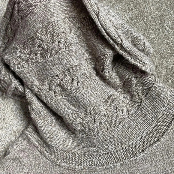 New York & Company Three Quarter Sleeve Knit Braided Turtleneck Tan Sweater M - Picture 11 of 11